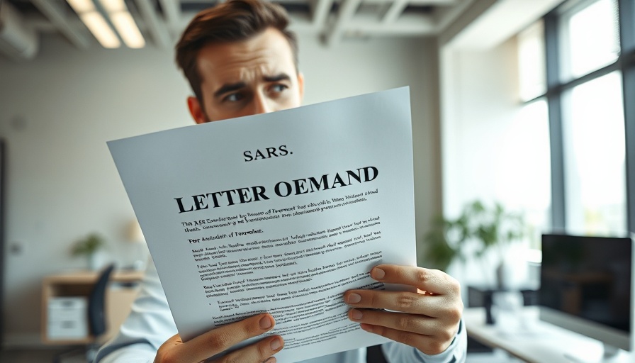 Scam alert SARS letter of demand being reviewed by a concerned person.