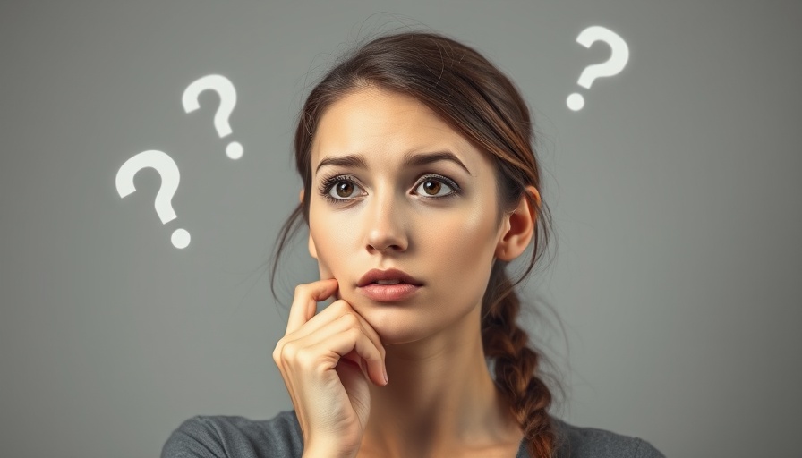 Social Determinants of Mental Health: woman pondering with question marks.