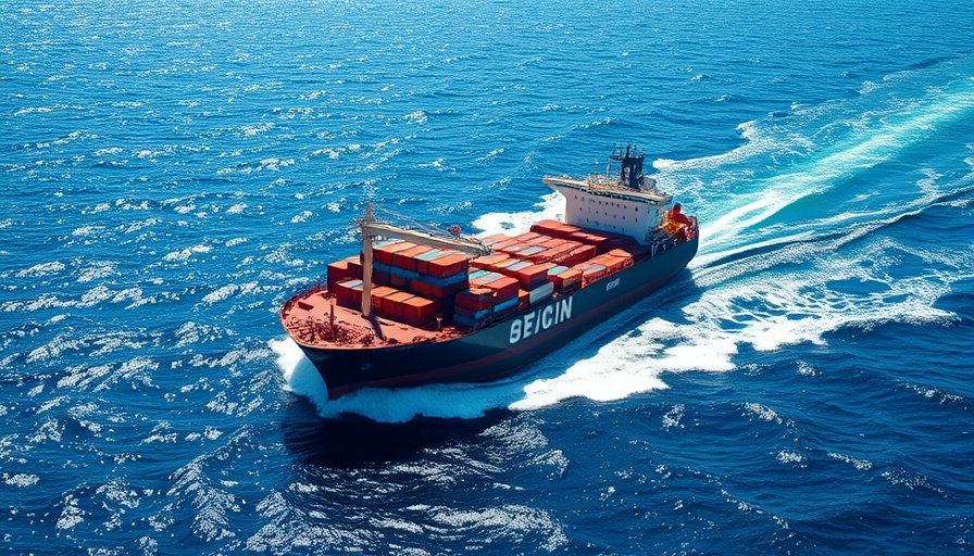 AI in crew management: Large cargo ship in open sea with tech partnership logos.