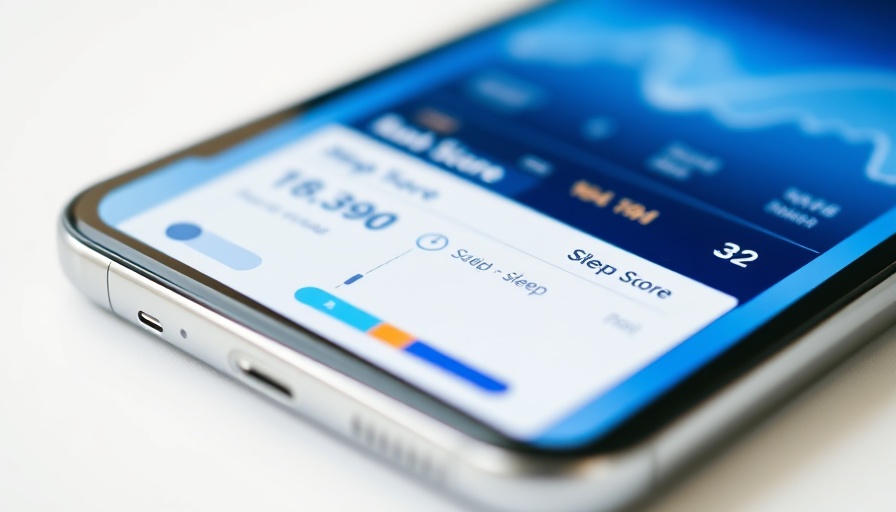 Sleep health app interface on smartphone showing sleep score and metrics