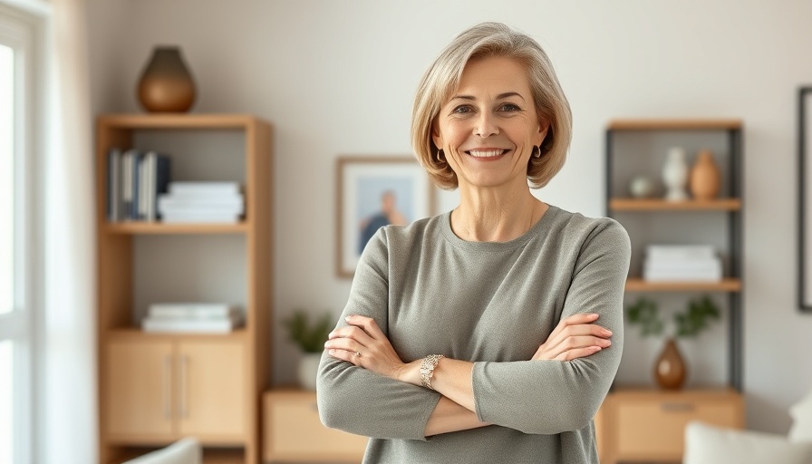Confident woman in modern home exemplifying daily habits for looking younger.