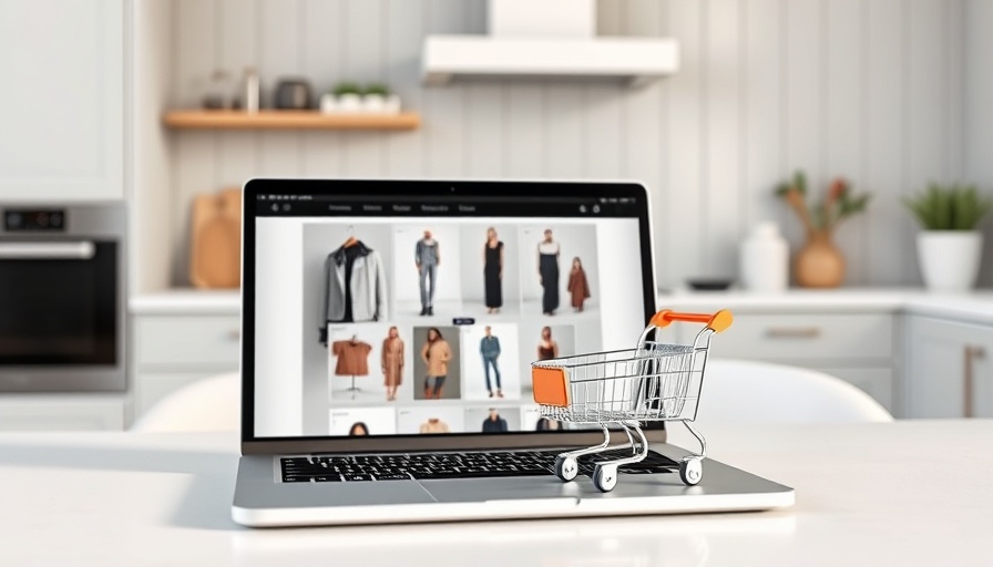 Cloud Linux for E-Commerce: Laptop with fashion site in bright kitchen