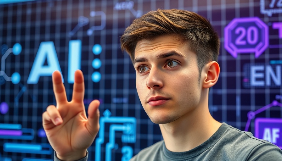 AI in Digital Marketing: Engaged man with AI elements.