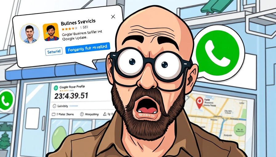 Cartoon of man reacting to Google Business Profile messaging update.