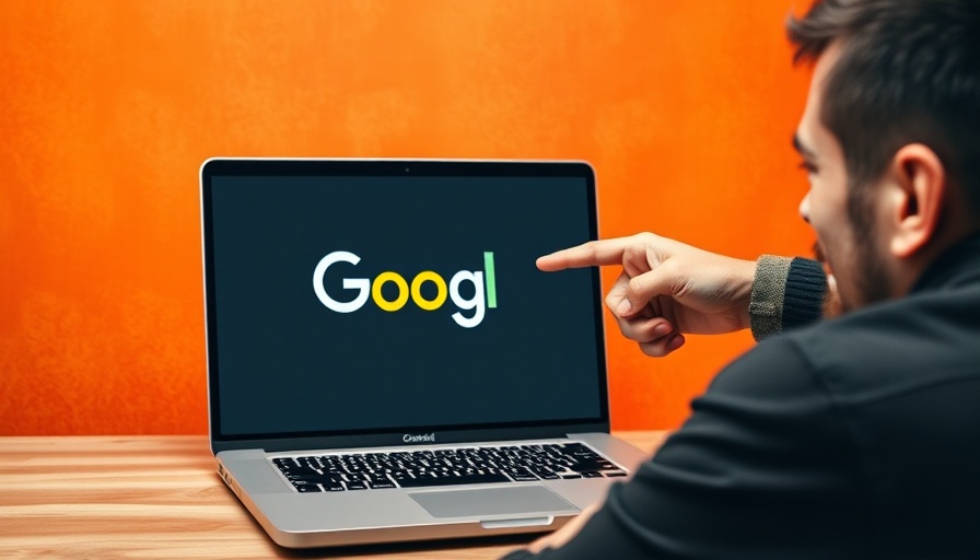 Man pointing at Google SEO ranking on laptop for SEO Content Strategy.