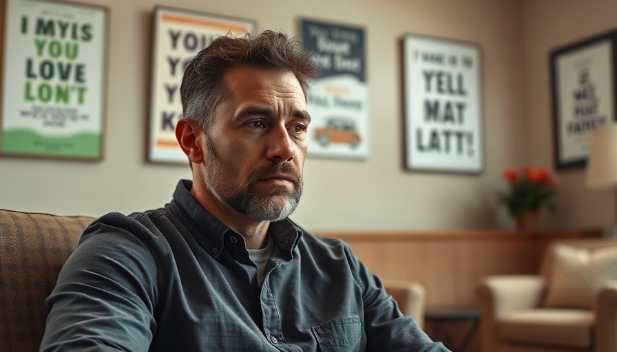 Man in addiction treatment session with contemplative expression