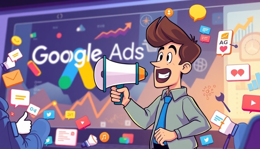 Illustrative digital marketing concept with Google Ads and analytics.