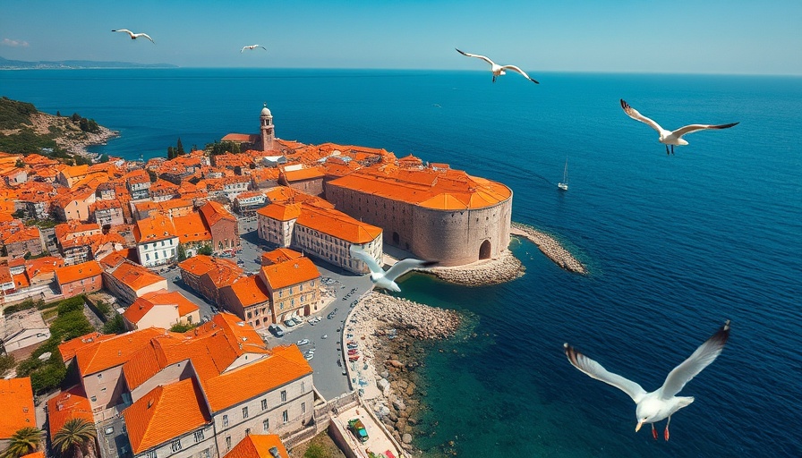 Aerial view of Dubrovnik, Croatia's historic old town on the Adriatic.