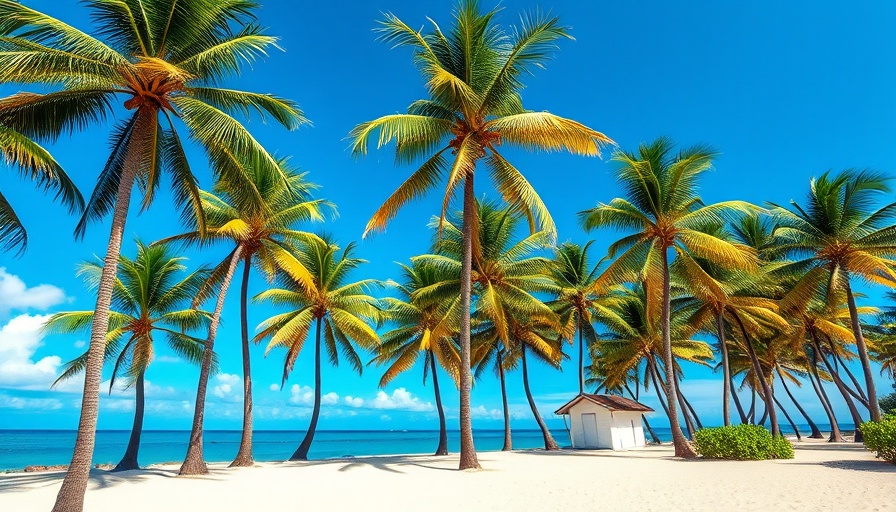 Pristine beach on Florida's hidden islands with a palm-lined hut.