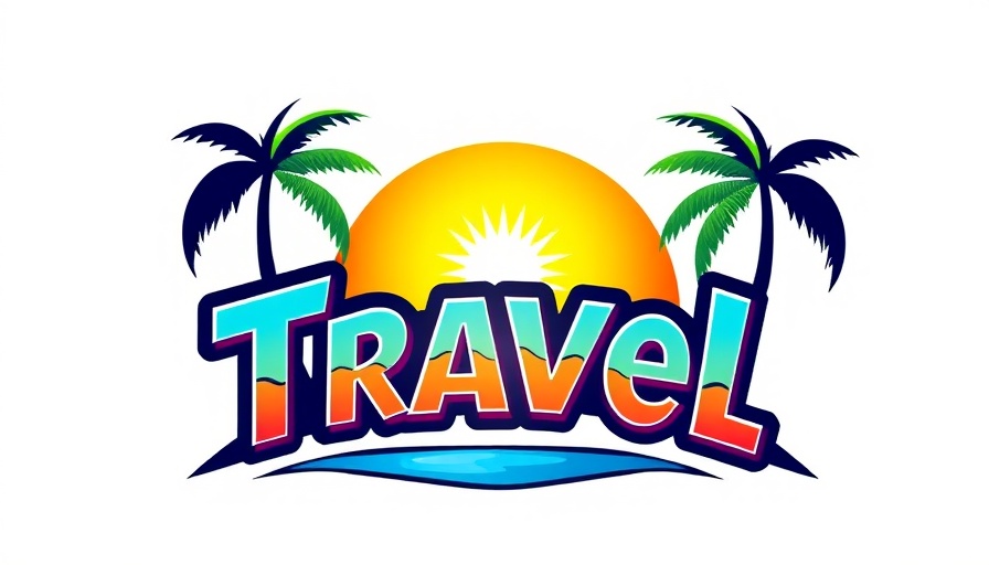 Vibrant logo with palm tree and sunset for travel tips.