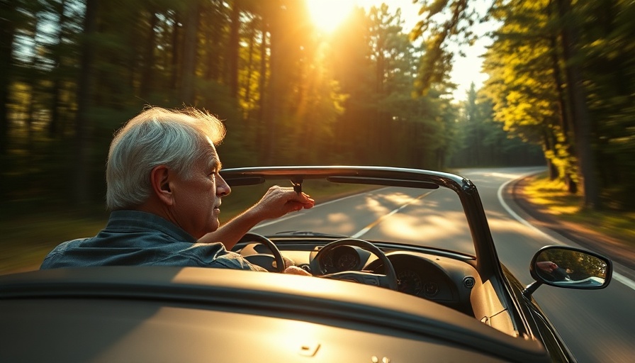 Older man driving fast convertible, highlighting dangers of speeding.