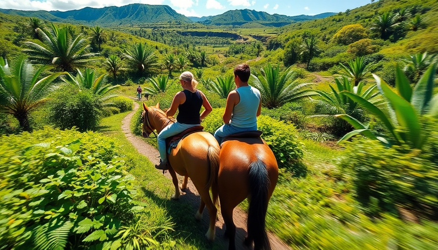 Horseback riding in lush greenery on Big Island, Hawaii.