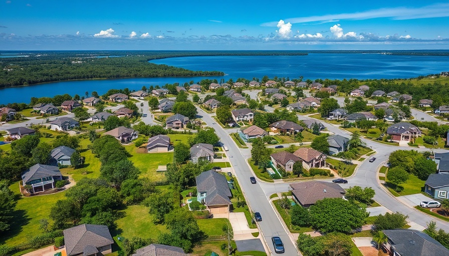 Aerial view of hurricane-proof community showcasing storm resilience.