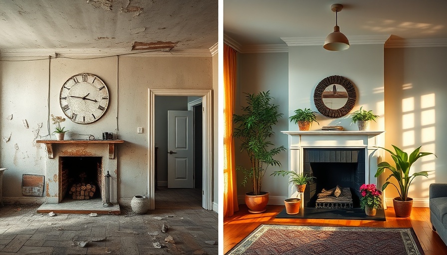 Real estate investment transformation: abandoned to beautiful apartment.