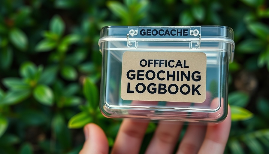 Close-up of geocaching logbook in South Africa, nature background.