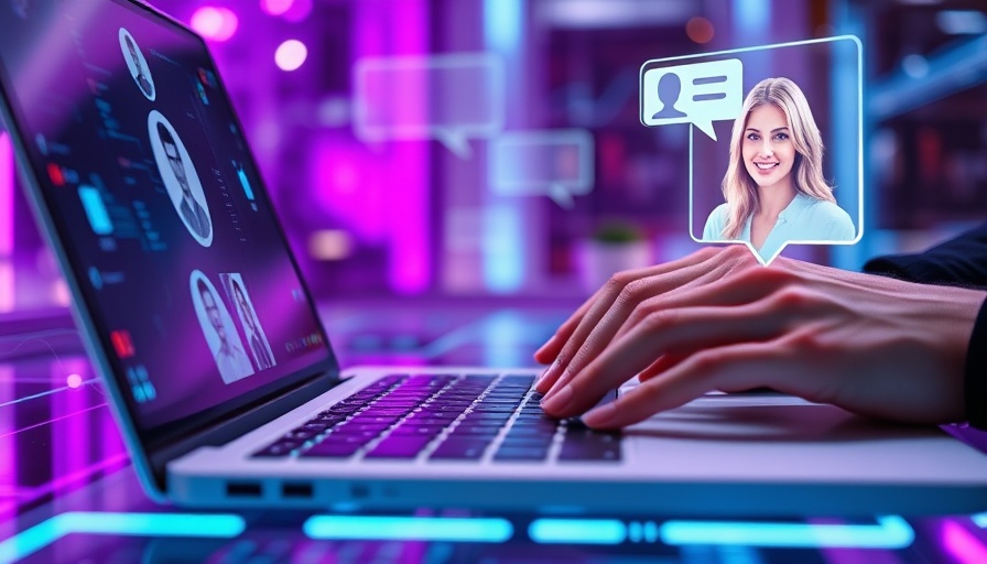 Lead generation chatbots concept with digital hands typing.