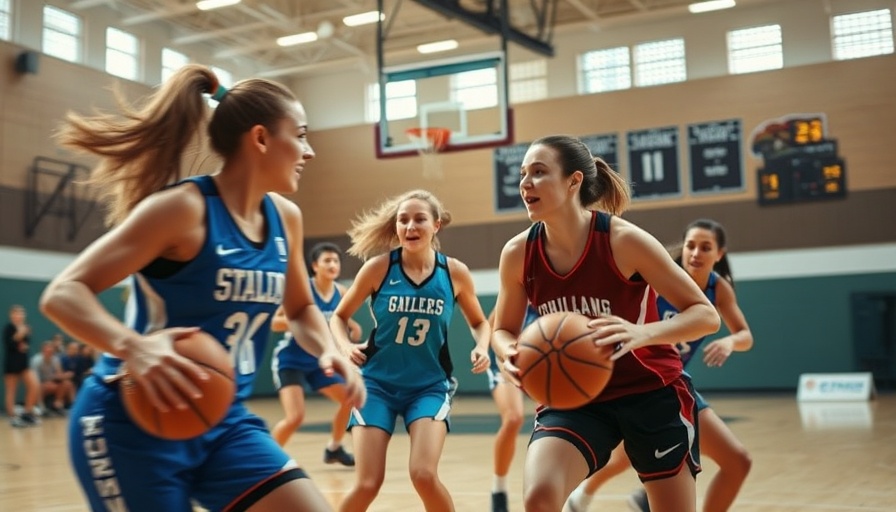 Intense 3-on-3 women's basketball game indoors.