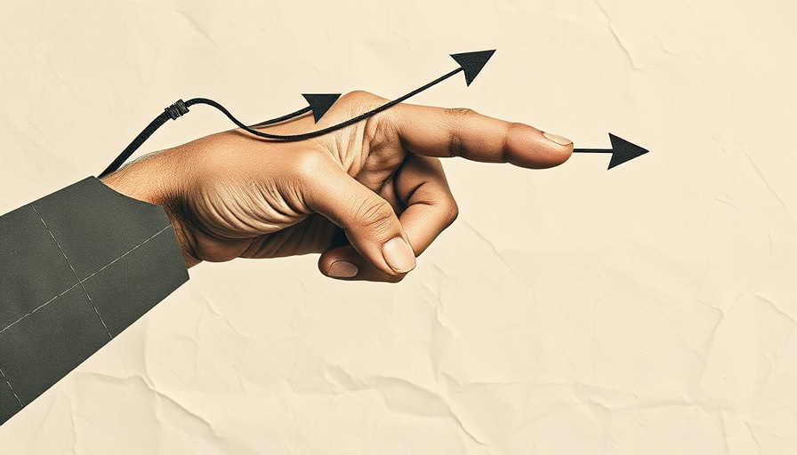 Minimalist art of a hand with arrows symbolizing decline trends.