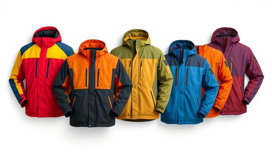 Colorful sustainable jackets in contemporary fashion style.