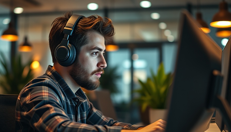 Modern office setting with man working on computer, exploring web hosting's impact on SEO.