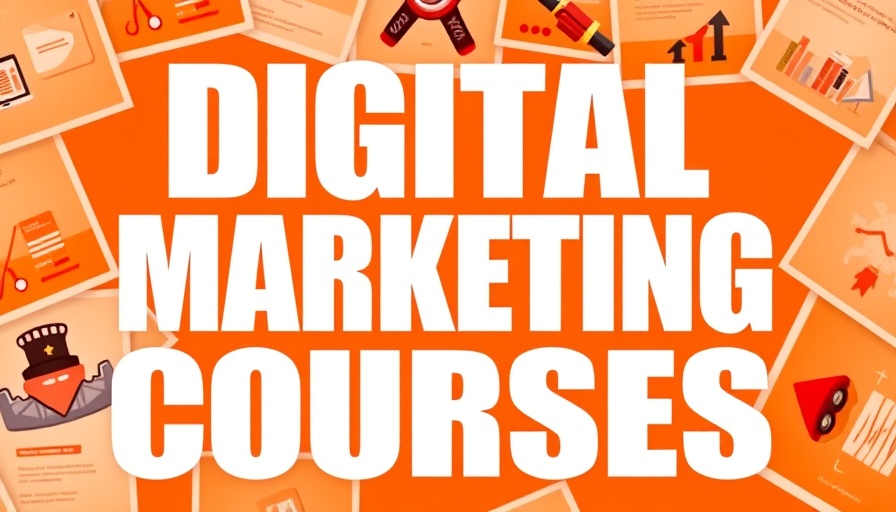 Digital marketing courses banner with bold text and orange accents.