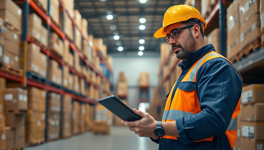Warehouse automation management with worker using technology in inventory.