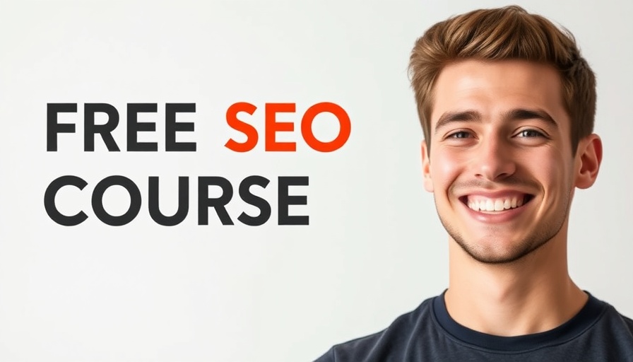 SEO for Beginners using AI: Free course promotion with smiling man