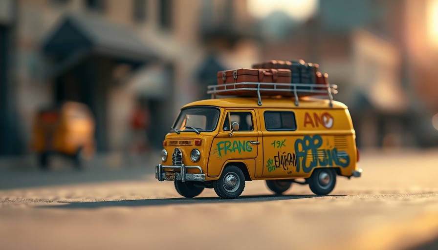 Vintage toy van with luggage symbolizing working abroad opportunities.