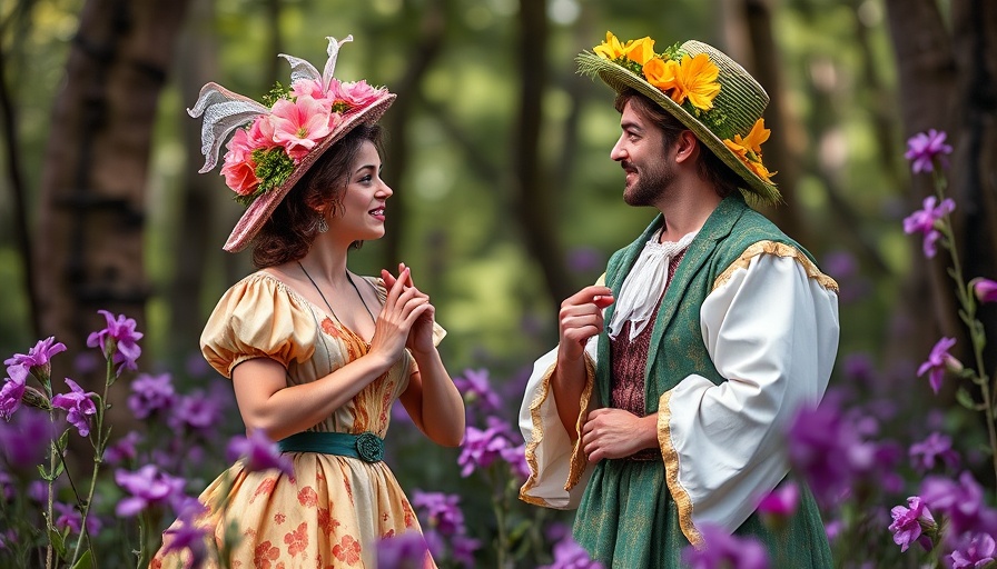 Actors in A Midsummer Night's Dream, vibrant costumes.