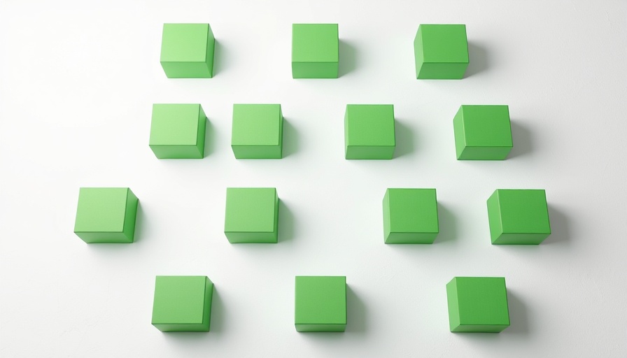Abstract green boxes representing brand identity