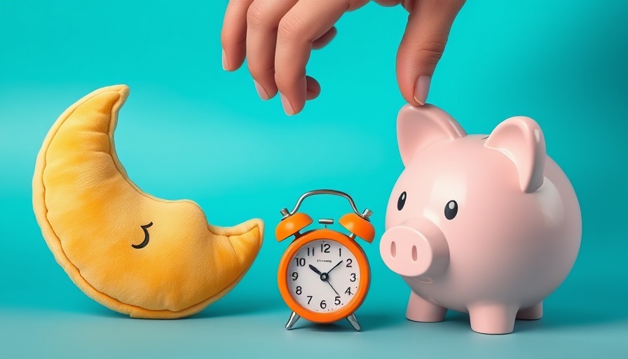Playful scene with moon, clock, and piggy bank for risk management in investment.