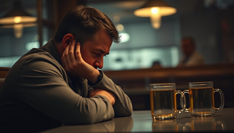 Despondent man in diner reflecting behaviors of deeply unhappy men.