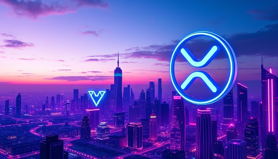 Futuristic cityscape with cryptocurrency logos, Bull Run Cryptocurrency theme.