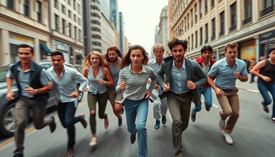 Current events in Africa: people running on urban street.