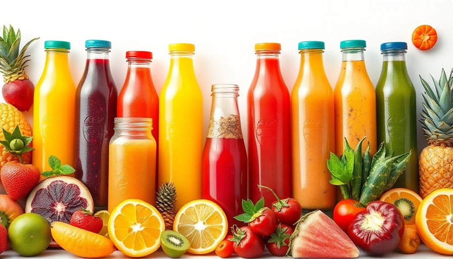 Colorful juice bottles with fresh fruits and vegetables, ideal for juice cleanses for families.