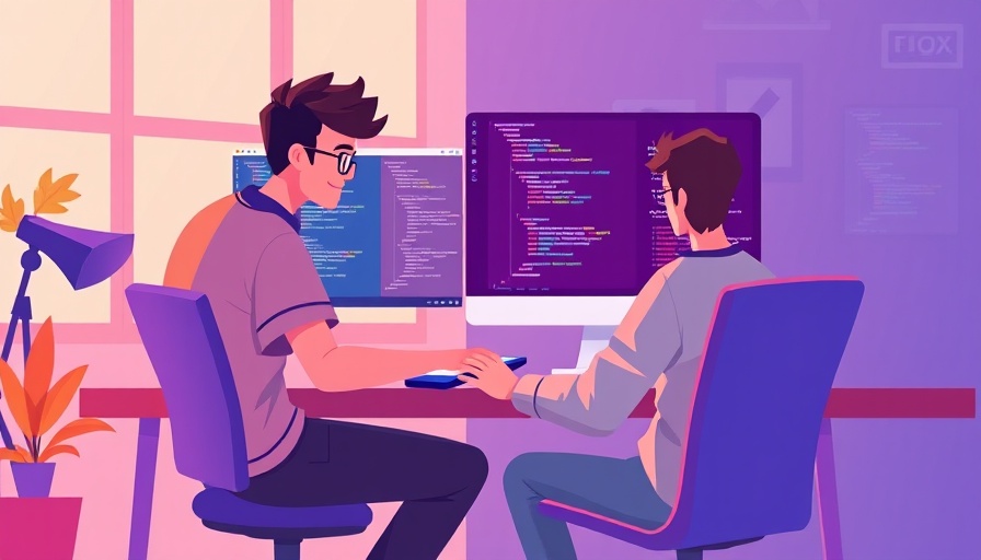 ASP.NET Developers collaborating on web app development, flat design illustration.
