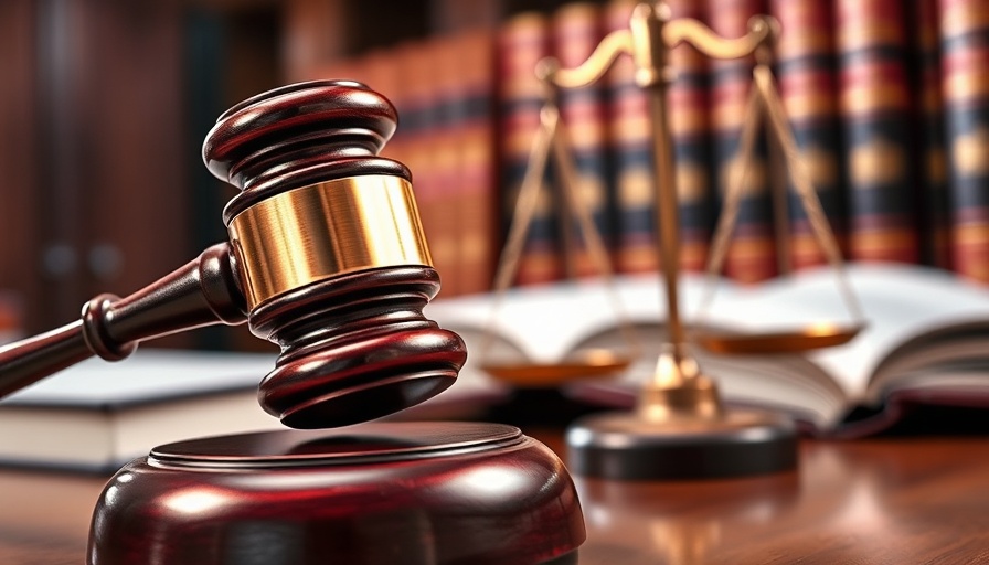 Gavel and scales of justice representing legal settlement in courtroom.