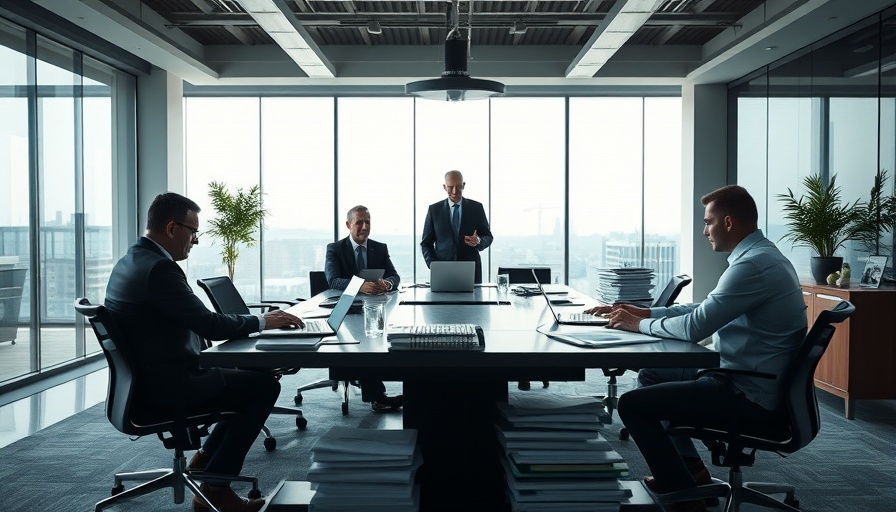 Modern military defense law firm office with professionals.