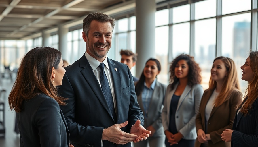 Illustration of a confident man engaging with colleagues, showing behaviors of a good man.