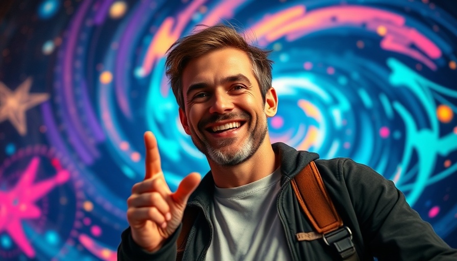 Man smiling, cosmic background, discusses OCD themes