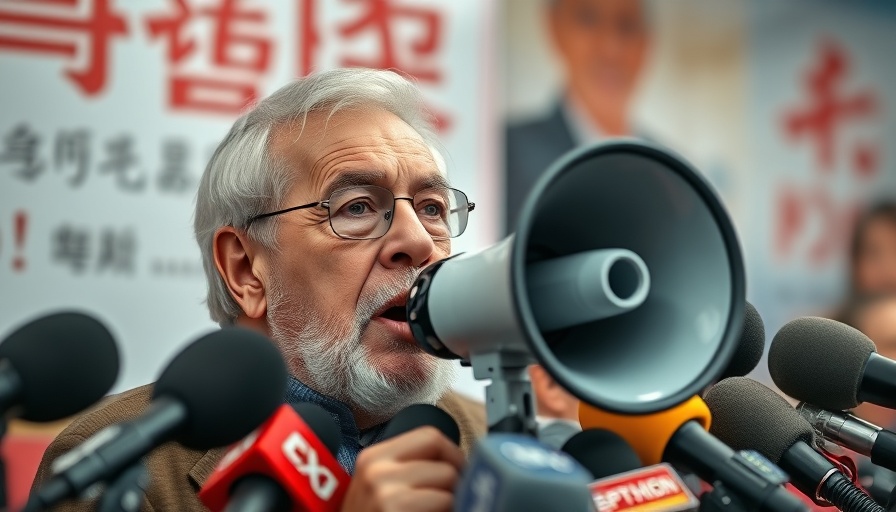 Elderly man addressing crowd with megaphone, U.S.-South Africa relations context
