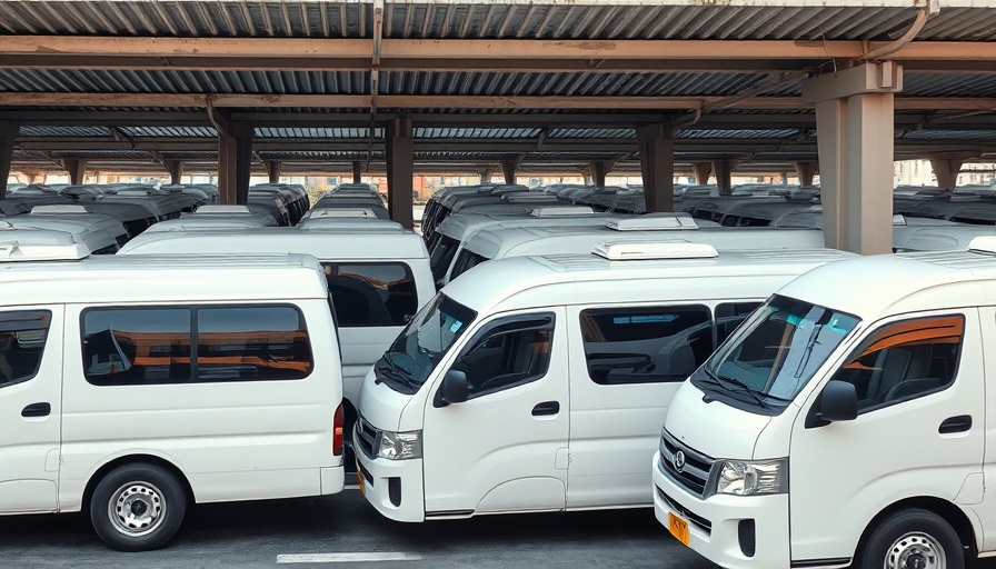 Limpopo taxi industry budget allocations depicted by parked minibuses.