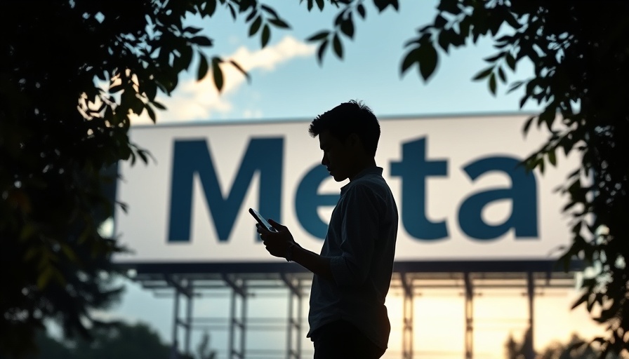 Meta logo with person using phone, highlighting ad-free subscription discussion in UK.