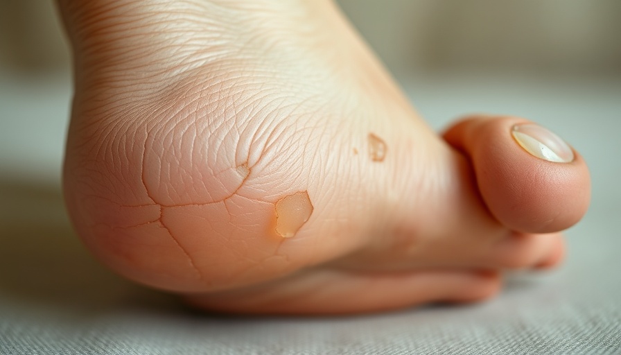 Aging foot with cracked heel needing footcare tips for healthy aging.