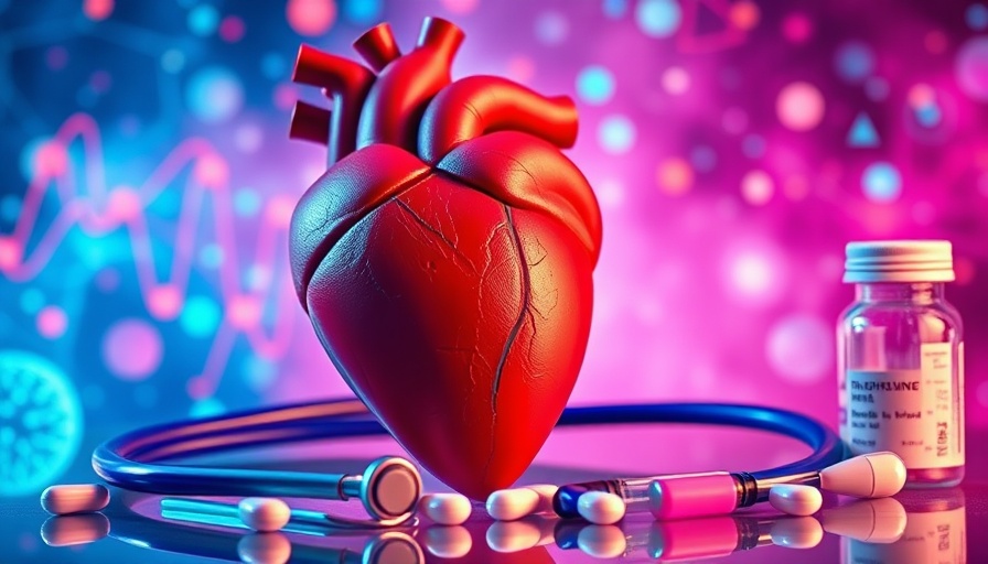 Vibrant medical illustration with heart, stethoscope, and syringe.