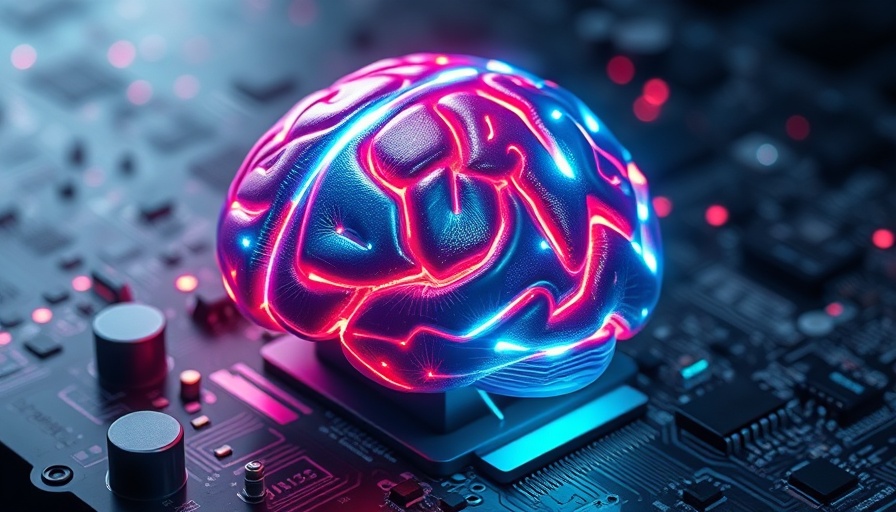 AI in digital marketing representation with digital brain on circuit board.
