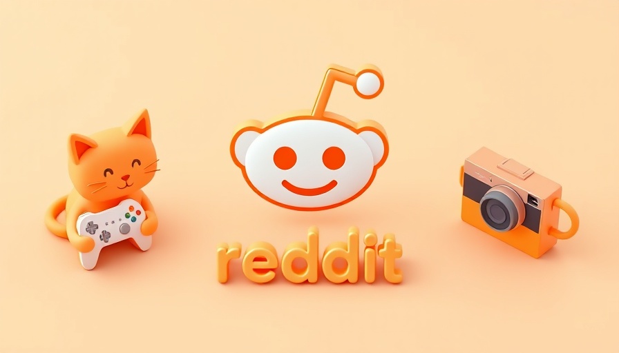 Reddit logo among 3D icons symbolizing community engagement