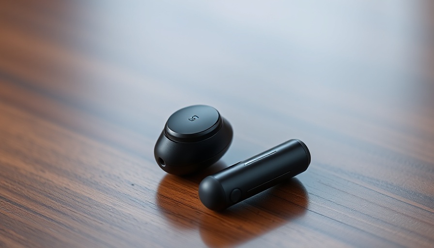 Sony WF-C710N Truly Wireless Earbuds on wooden surface, ambient lighting.