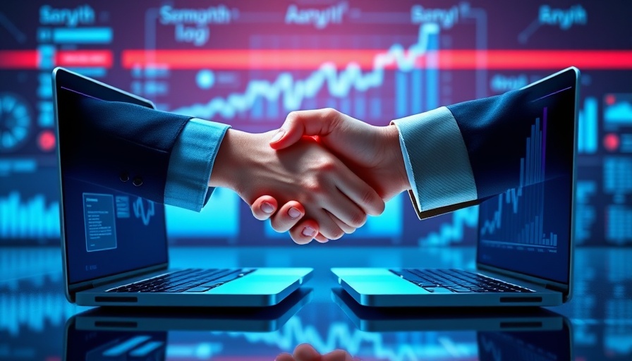 Futuristic order processing with handshake from laptops