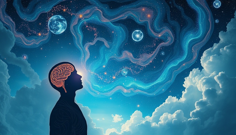 Dreamlike depiction of sleep influencing the brain under a starry sky, showing how sleep impacts flow states.